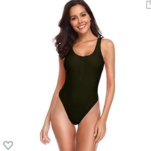 Black one piece swimsuit!